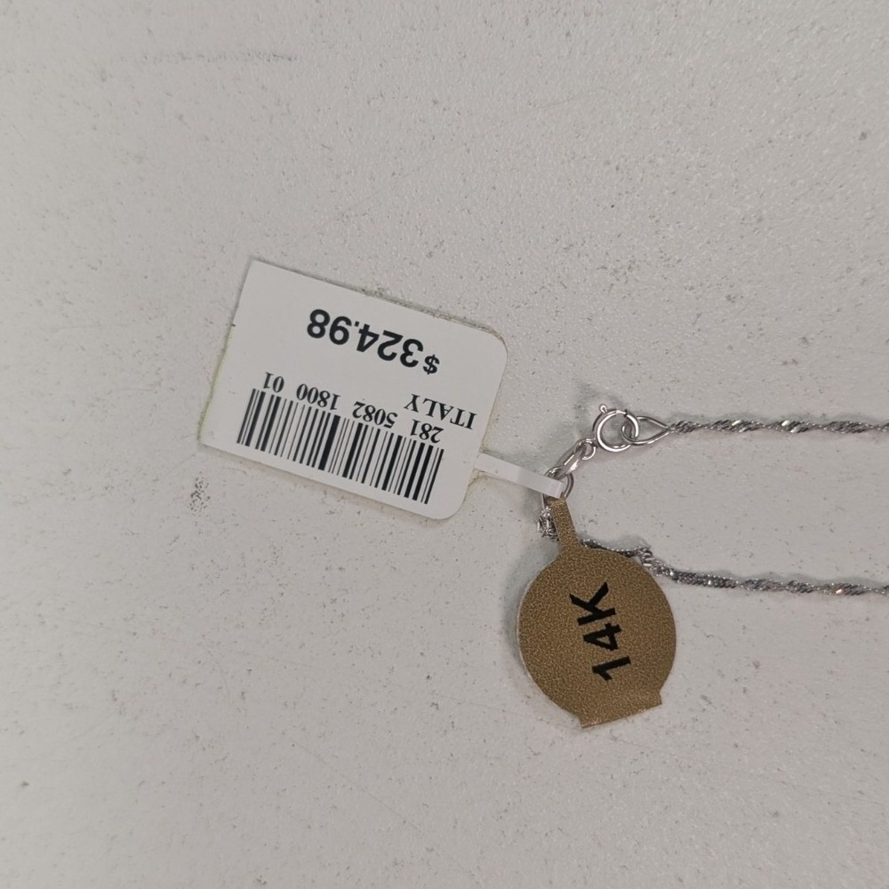 14K White Gold Singapore Chain Necklace 18" 1.34g New w/ $328 Tag